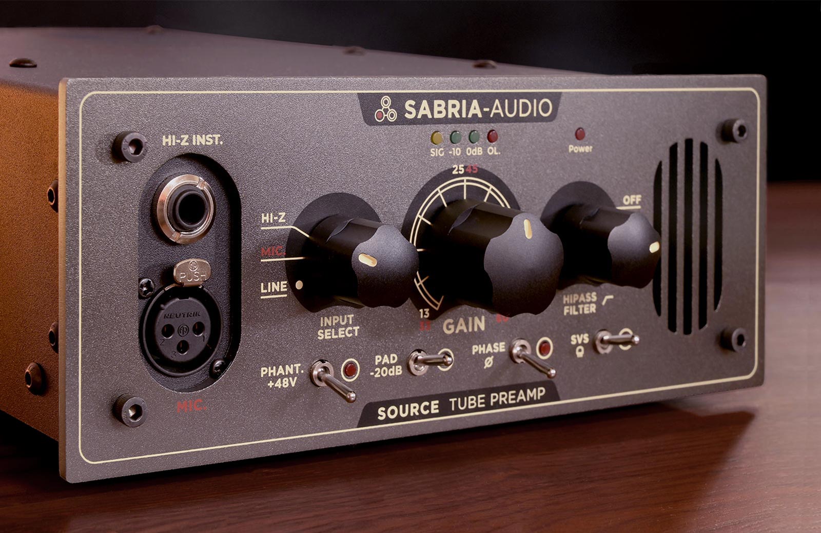 Source Tube Preamp Mic Hi-Z Inst. DI Box Svs - Sabria-Audio®